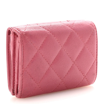 Chanel Sheepskin Quilted Vintage Mademoiselle Trifold Wallet Dark Pink 3 of 8