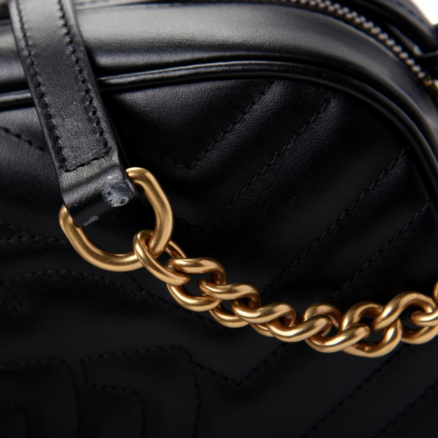 Calfskin Matelasse Small GG Marmont Chain Shoulder Bag Black