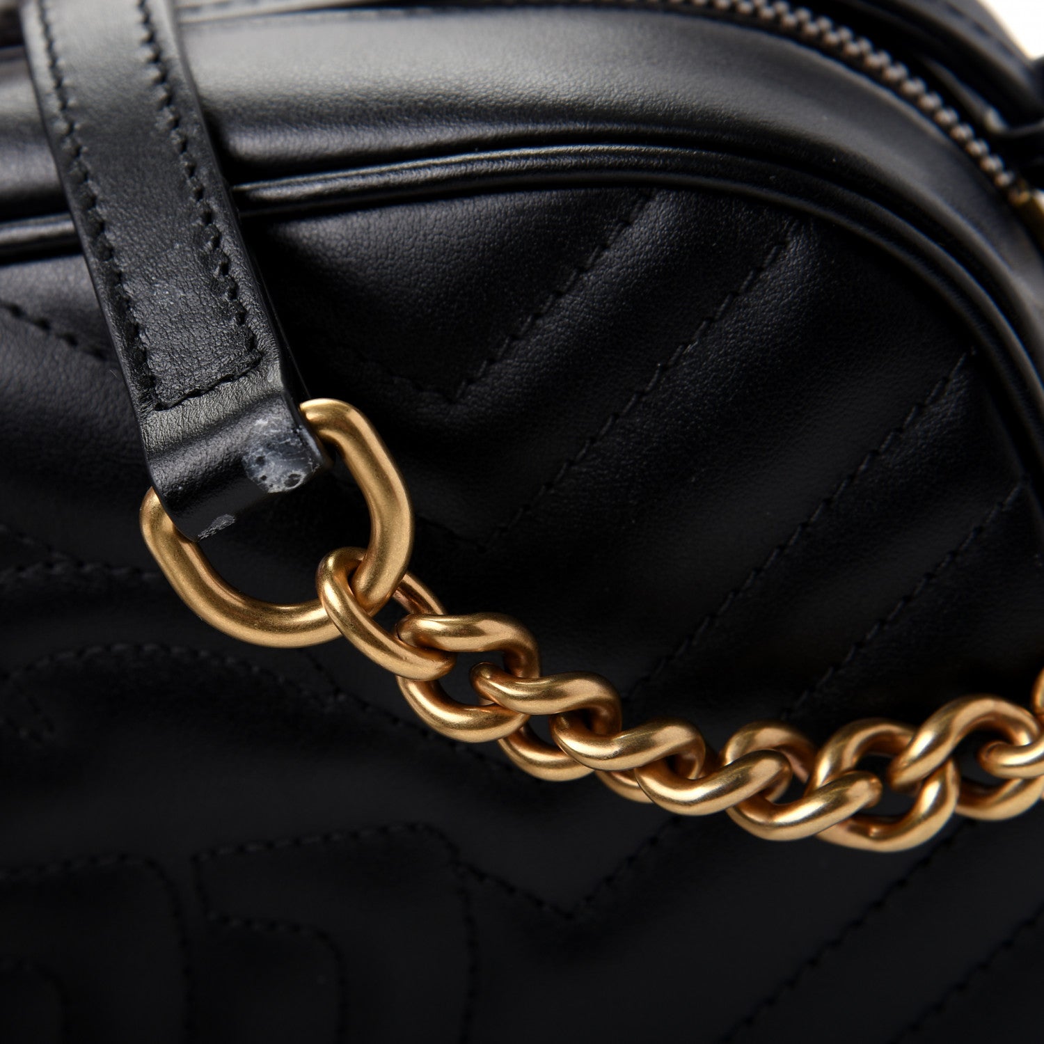 Gucci Calfskin Matelasse Small GG Marmont Chain Shoulder Bag Black 10 of 11