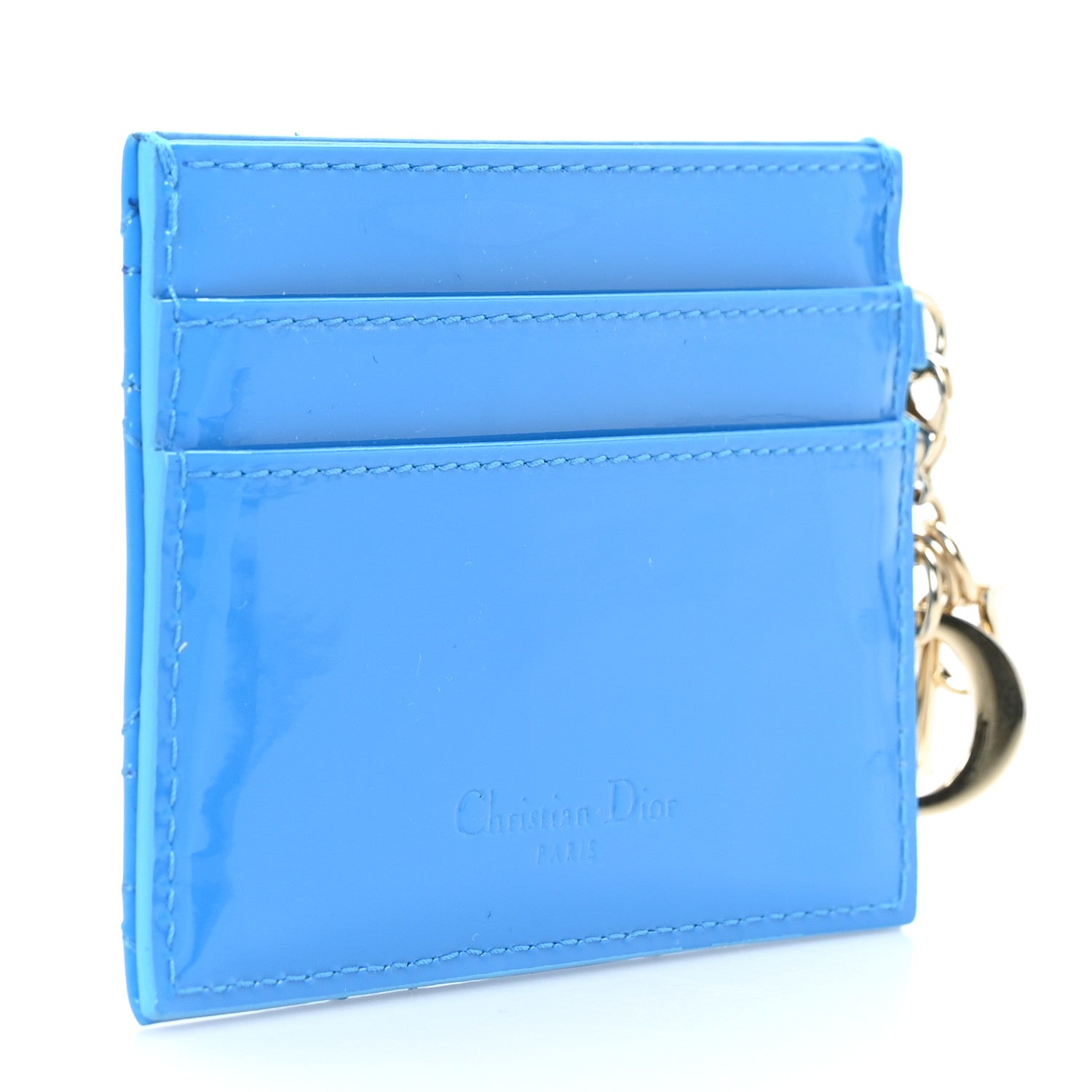 Christian Dior Patent Cannage Lady Dior Card Holder Blue 3 of 9
