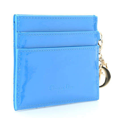 Christian Dior Patent Cannage Lady Dior Card Holder Blue 3 of 9