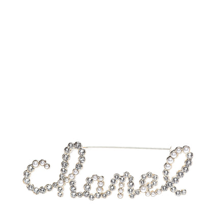 Chanel Metal Glass Swirling Pearls Brooch Pin Gold 1 of 4