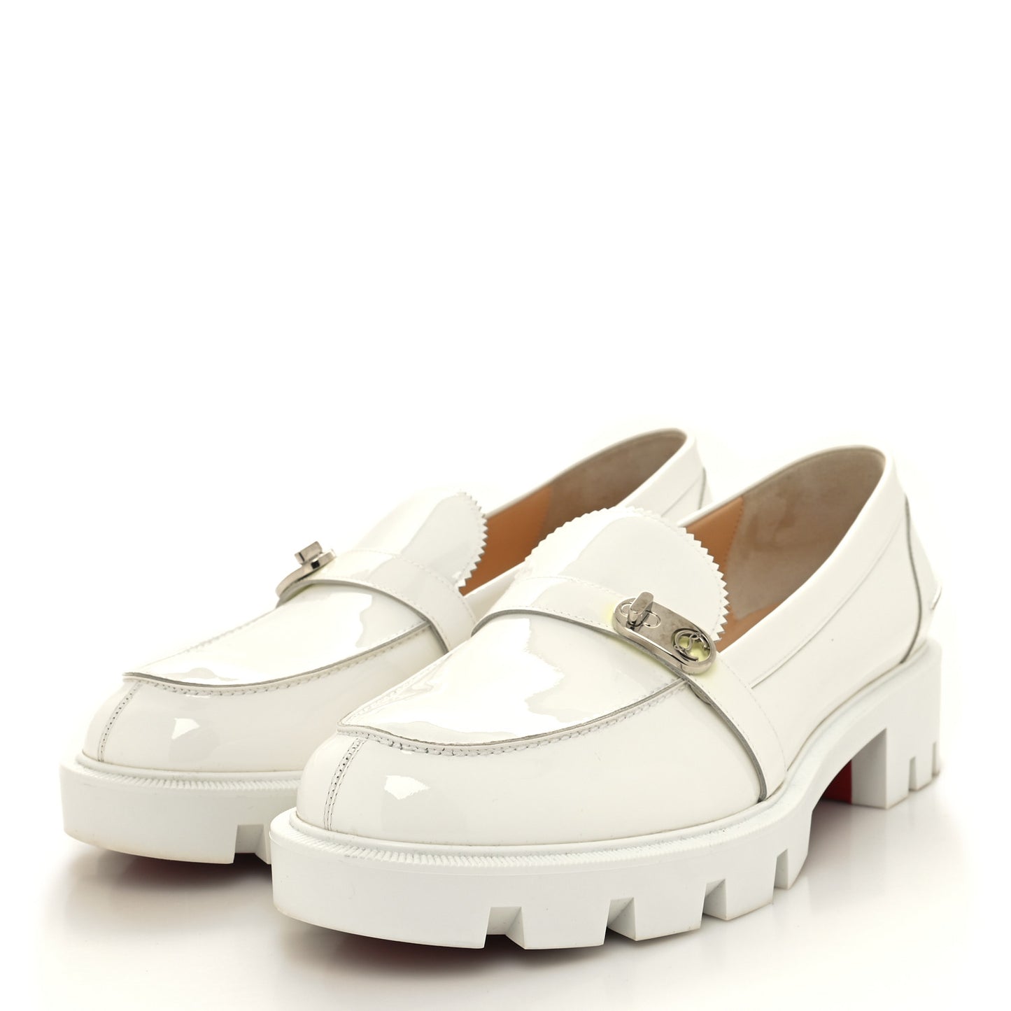 Patent Lock Woody Loafers 40 White