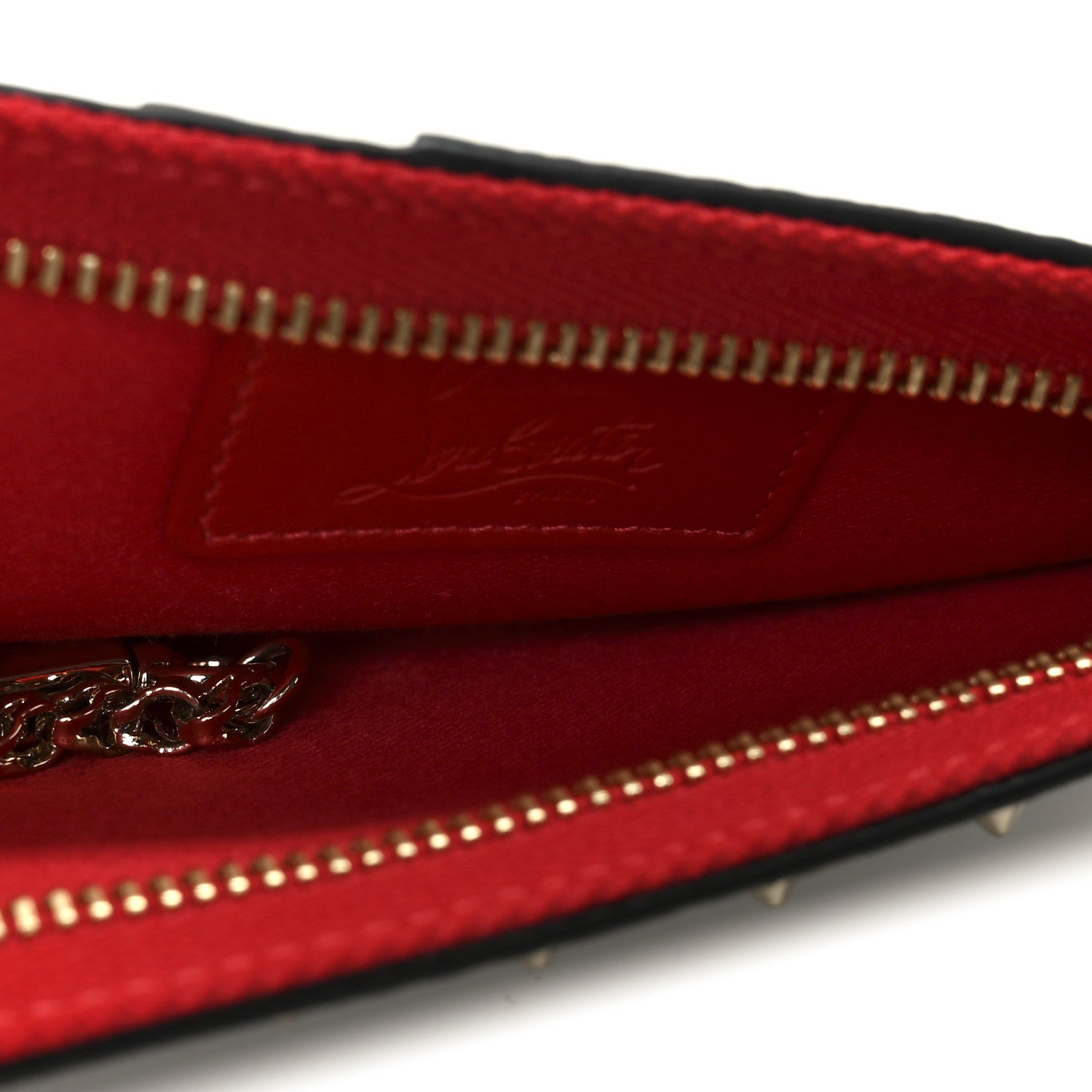Christian Louboutin Calfskin Panettone Spiked Zip Card Holder  Black 5 of 9