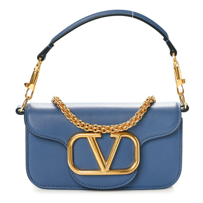 Valentino Garavani Calfskin Vlogo Small Loco Shoulder Bag Blue 1 of 9