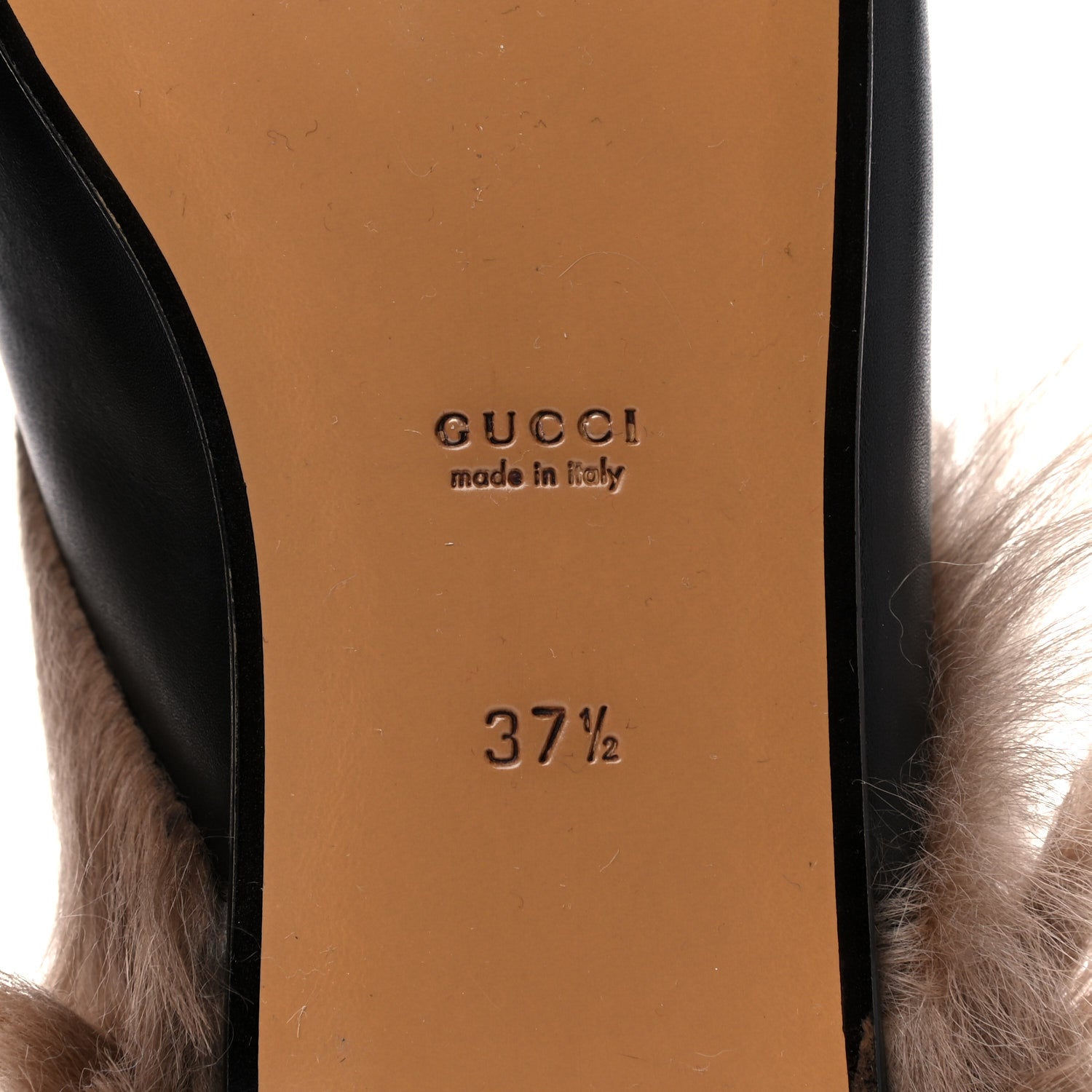 Gucci Calfskin Fur Womens Princetown Slippers 37.5 Black 6 of 14