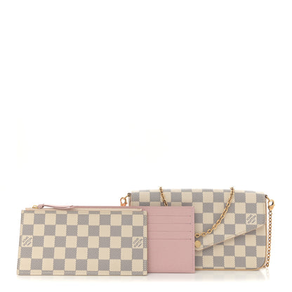 Louis Vuitton Damier Azur Pochette Felicie Chain Wallet Rose Ballerine 3 of 12