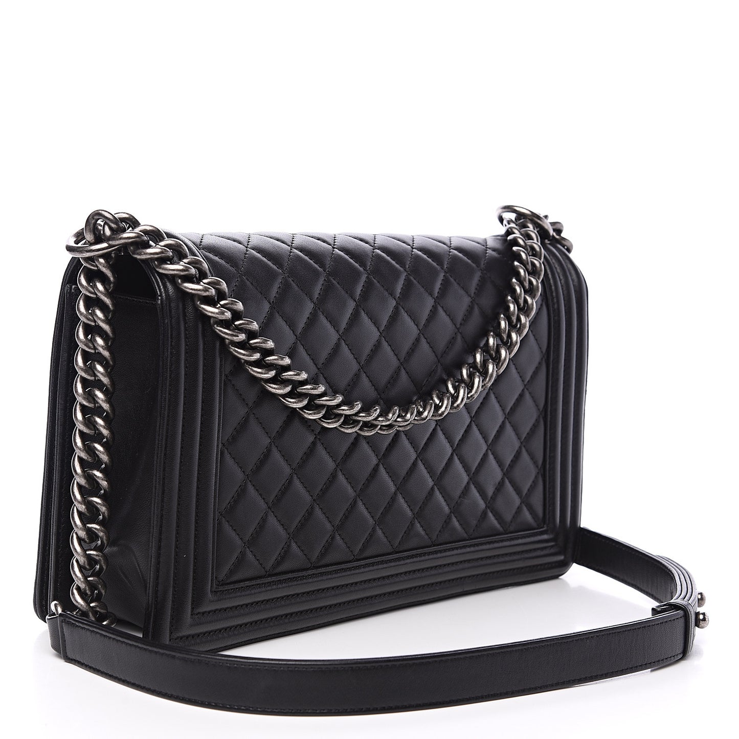 Lambskin Quilted New Medium Boy Flap Black