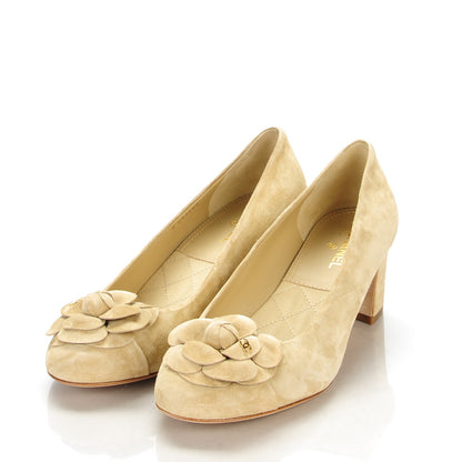 Chanel Suede Calfskin Camellia Ballerina Pumps 39.5 Beige 3 of 7