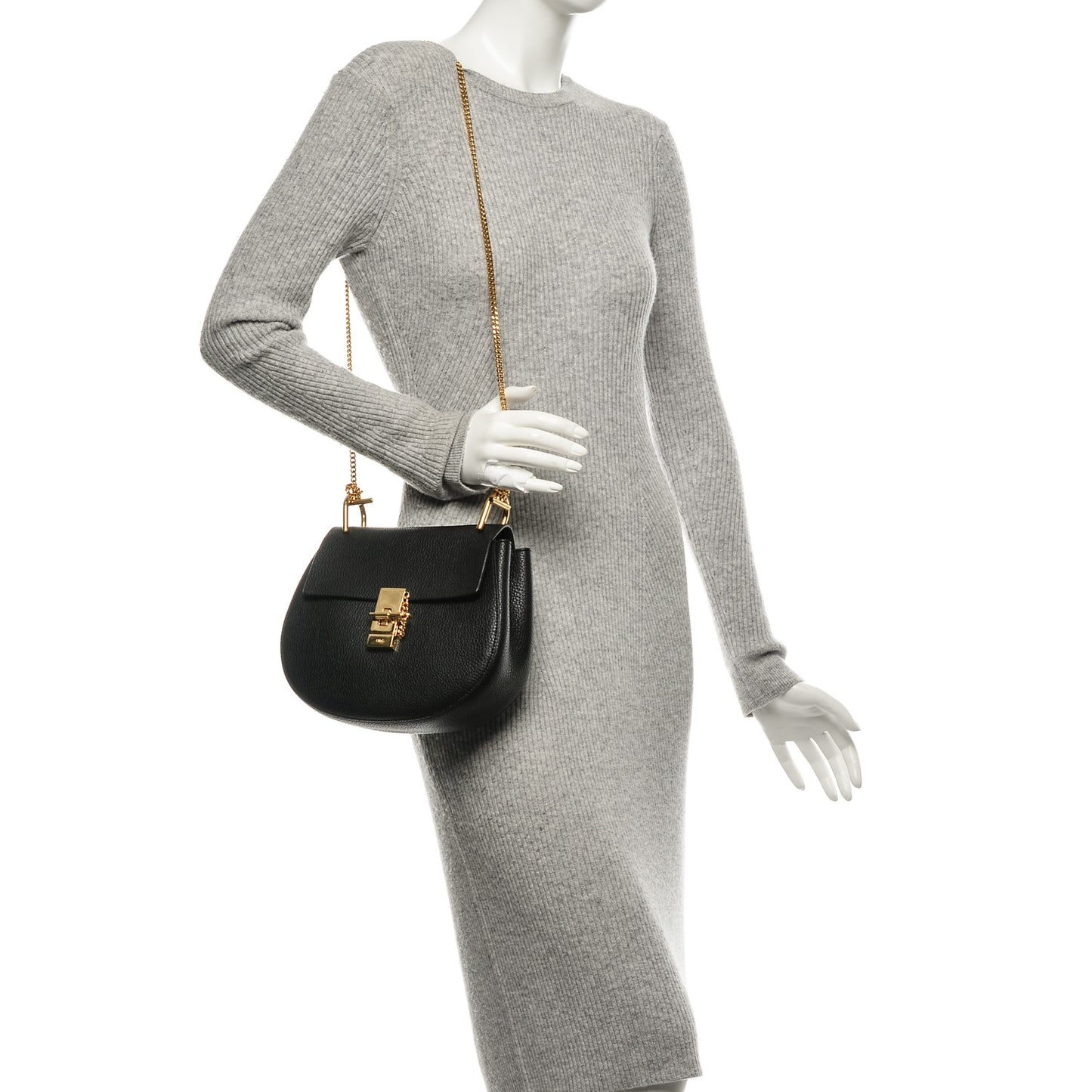 Grained Lambskin Drew Shoulder Bag Black
