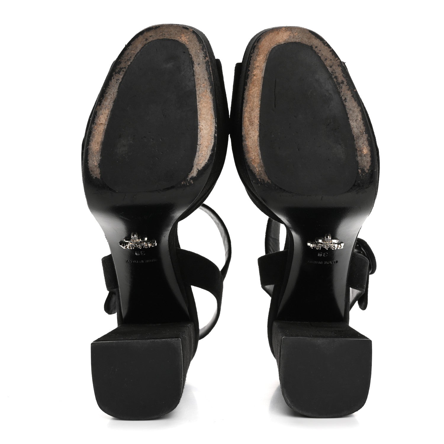 Prada Suede Platform Sandals 39 Black 6 of 12