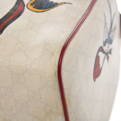 Gucci Coated Canvas Monogram Medium Tattoo Birds Joy Boston Off White Red 13 of 17