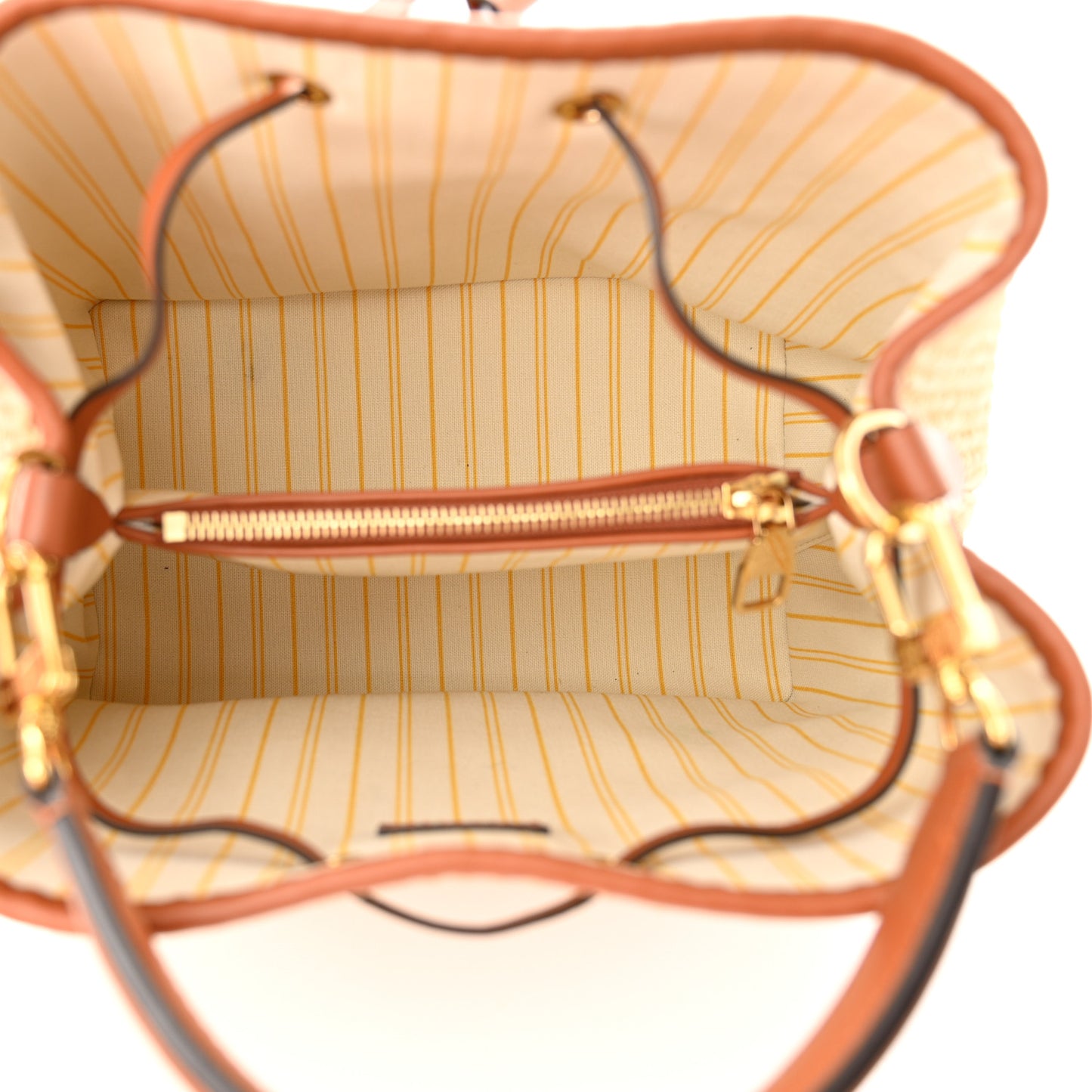 Raffia Calfskin Monogram Neonoe MM Tan