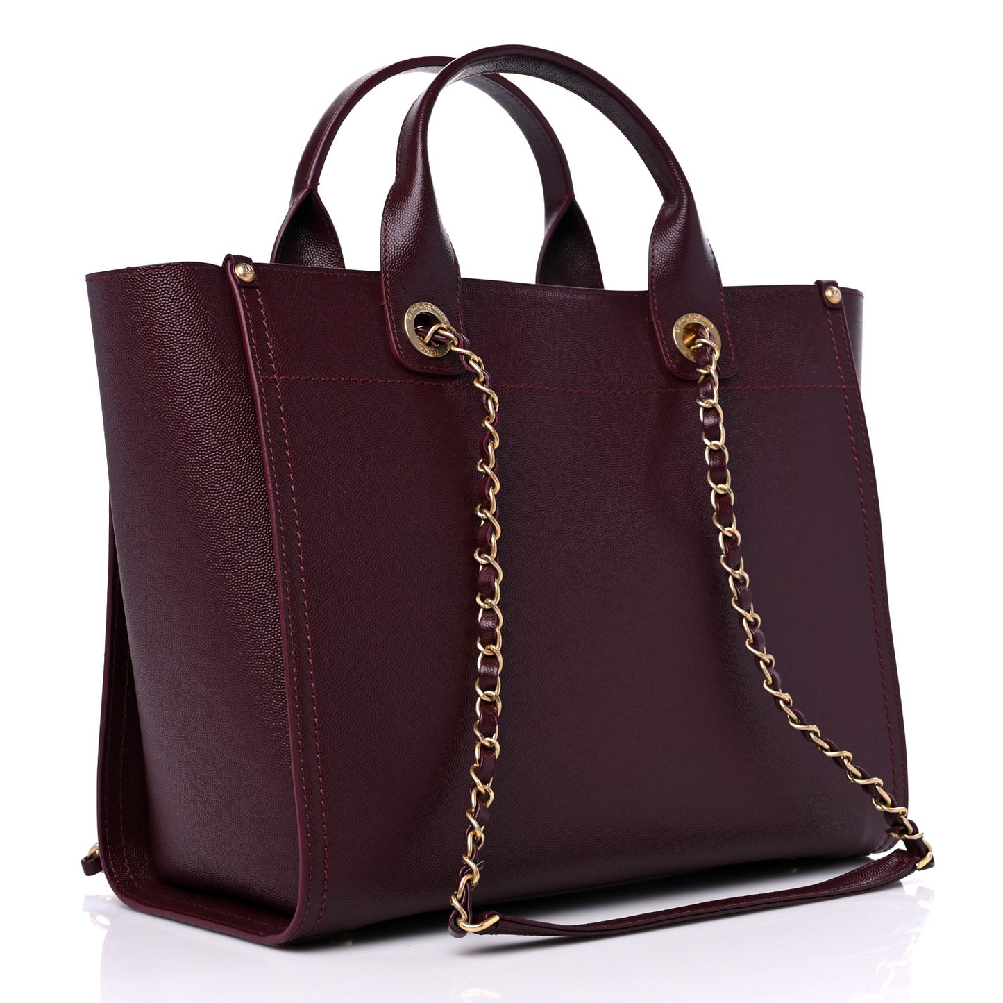Caviar Small Studded Deauville Tote Burgundy