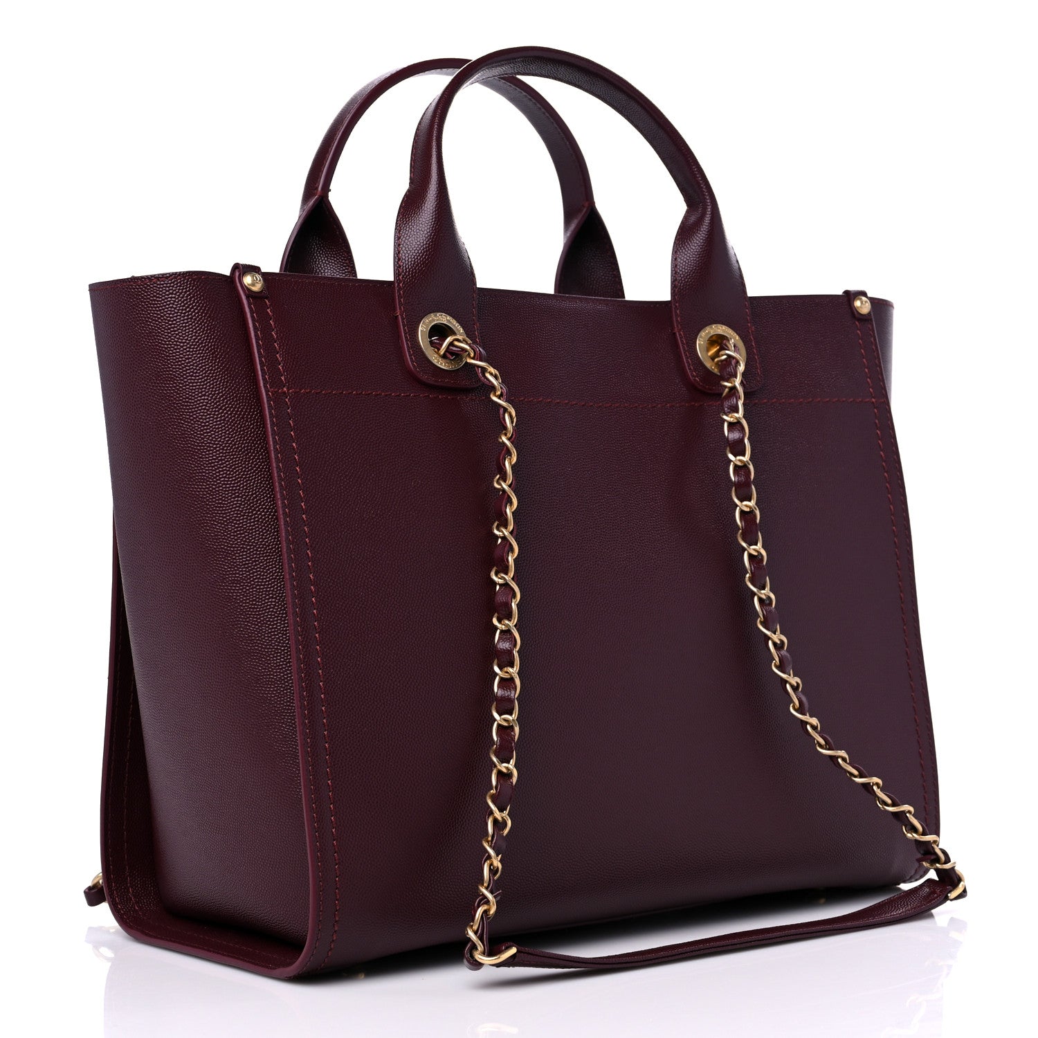 Chanel Caviar Small Studded Deauville Tote Burgundy 2 of 8