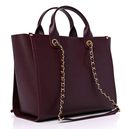 Chanel Caviar Small Studded Deauville Tote Burgundy 2 of 8