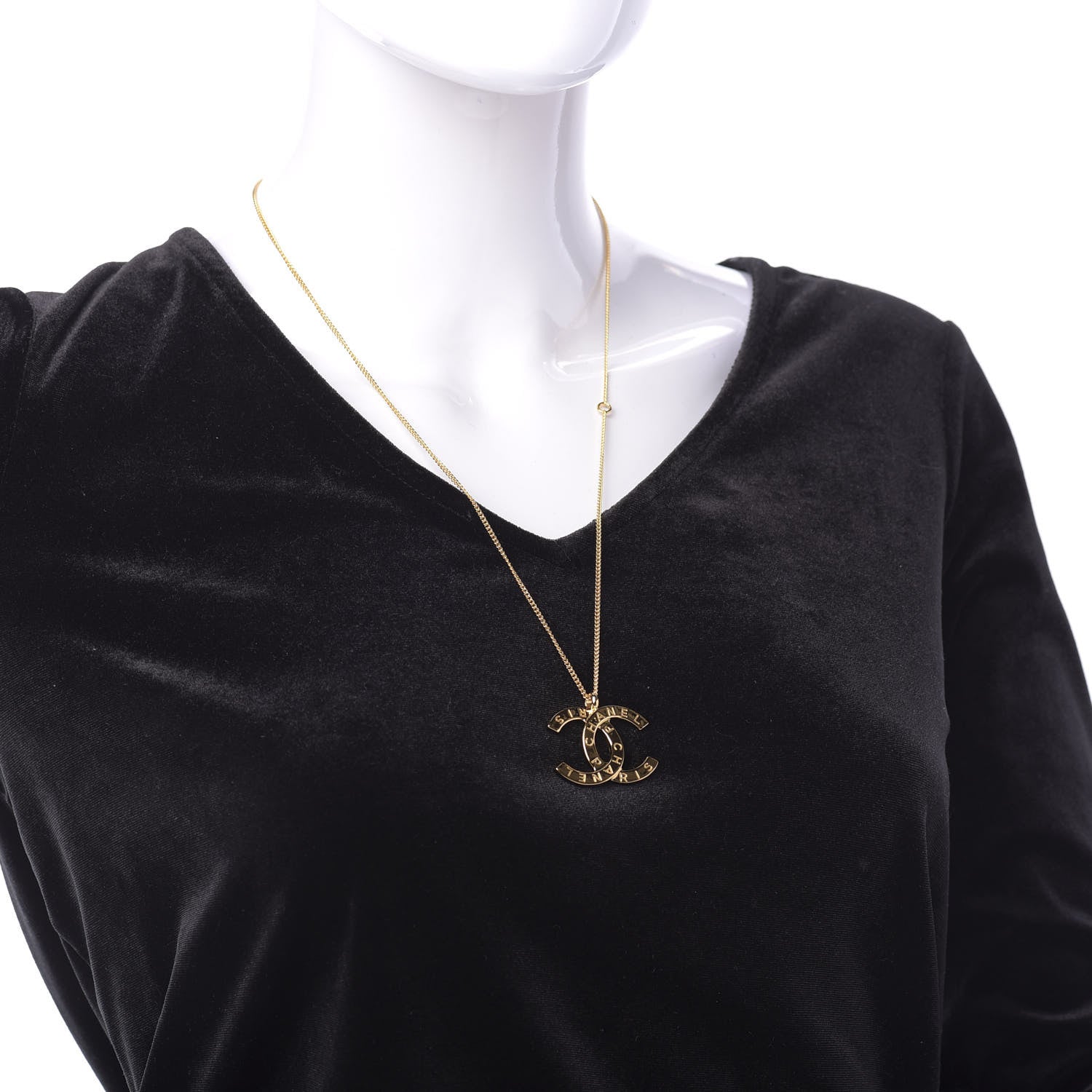 Chanel Metal CC Paris Button Necklace Gold 2 of 6
