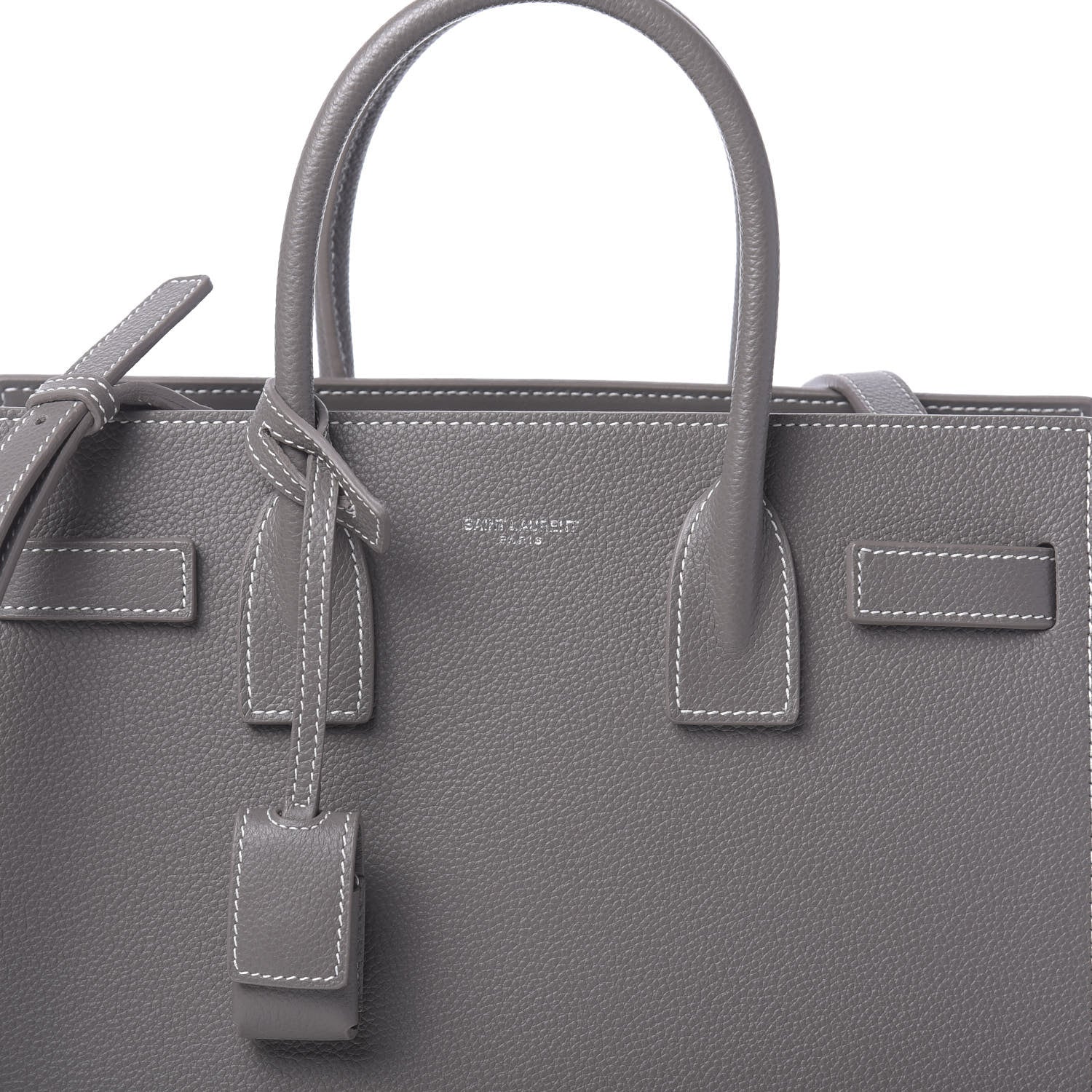 Saint Laurent Grained Calfskin Topstich Baby Sac De Jour Fog 7 of 9