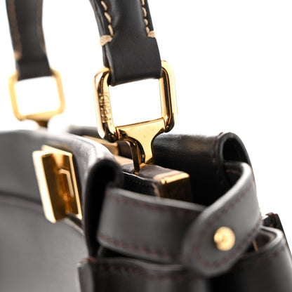 Fendi Vitello Seta Nabuk Pequin Mini Peekaboo Iconic Satchel Ebano Tobacco Moro 12 of 14