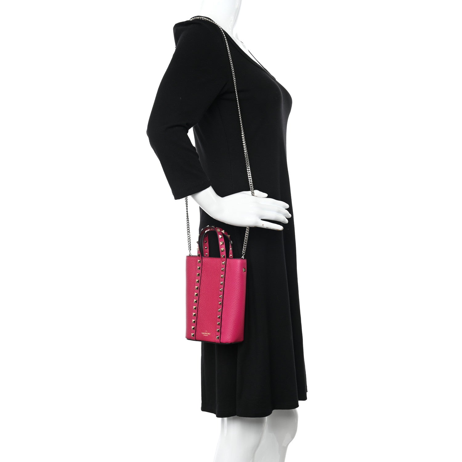 Valentino Garavani Pebbled Calfskin Rockstud North-South Crossbody Bag Rose Violet 3 of 8