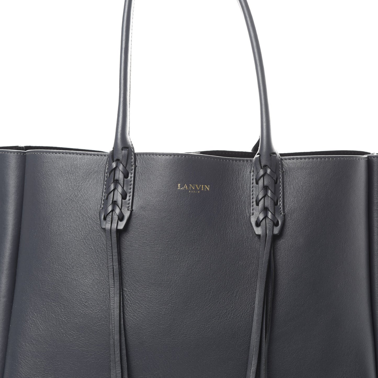 Smooth Calfskin Small Fringe Shopper Tote Navy