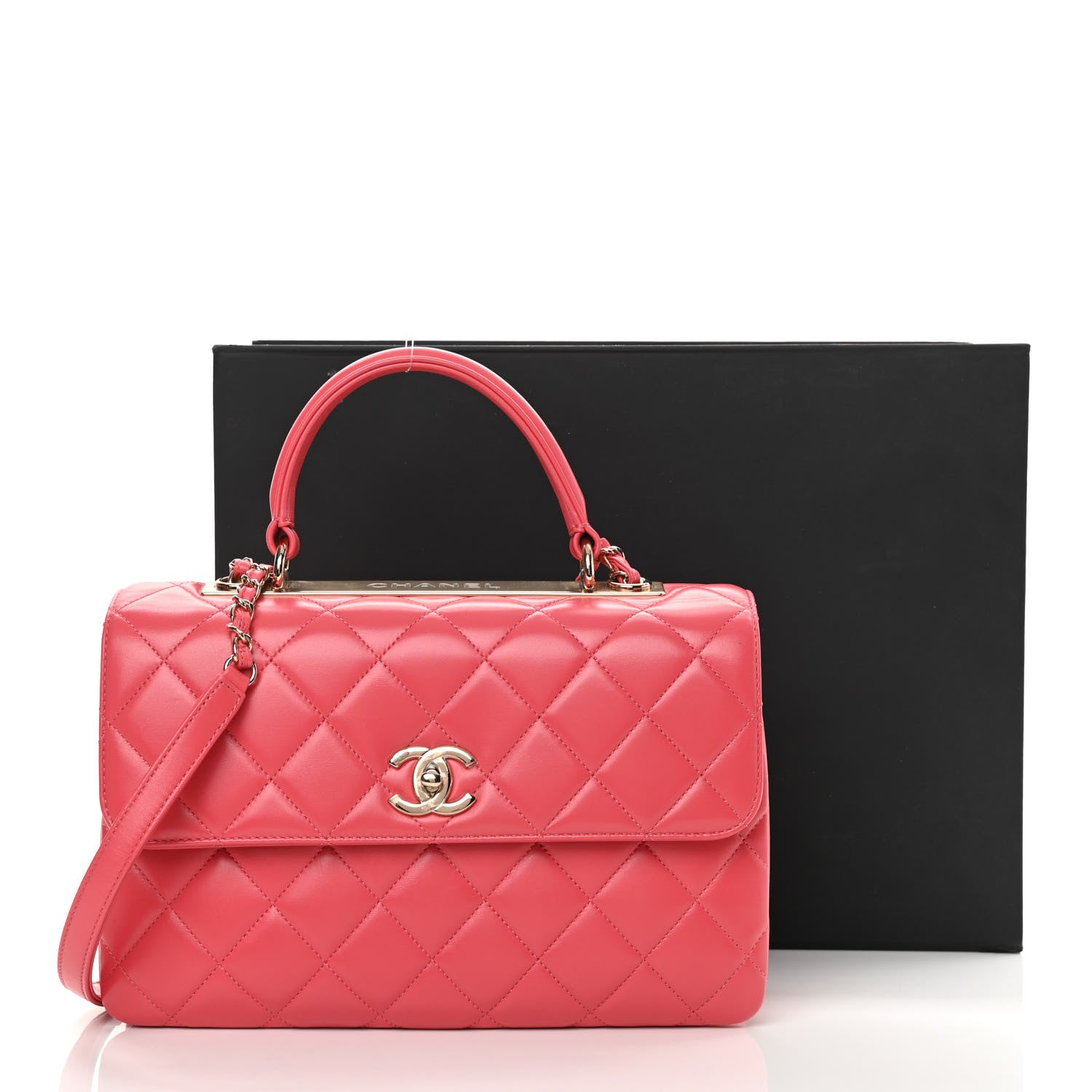 Chanel Lambskin Quilted Medium Trendy CC Flap Dual Handle Bag Bright Pink 16 of 16