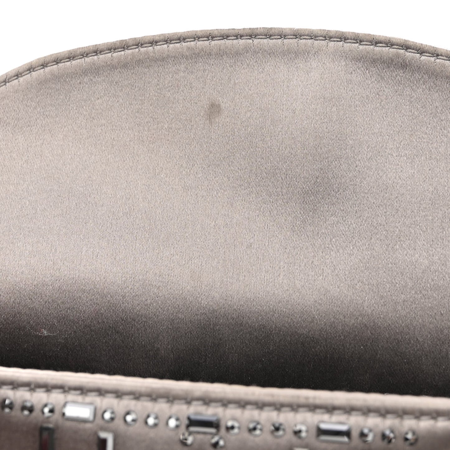 Satin Crystal Cannage Mini Lady Dior Gray