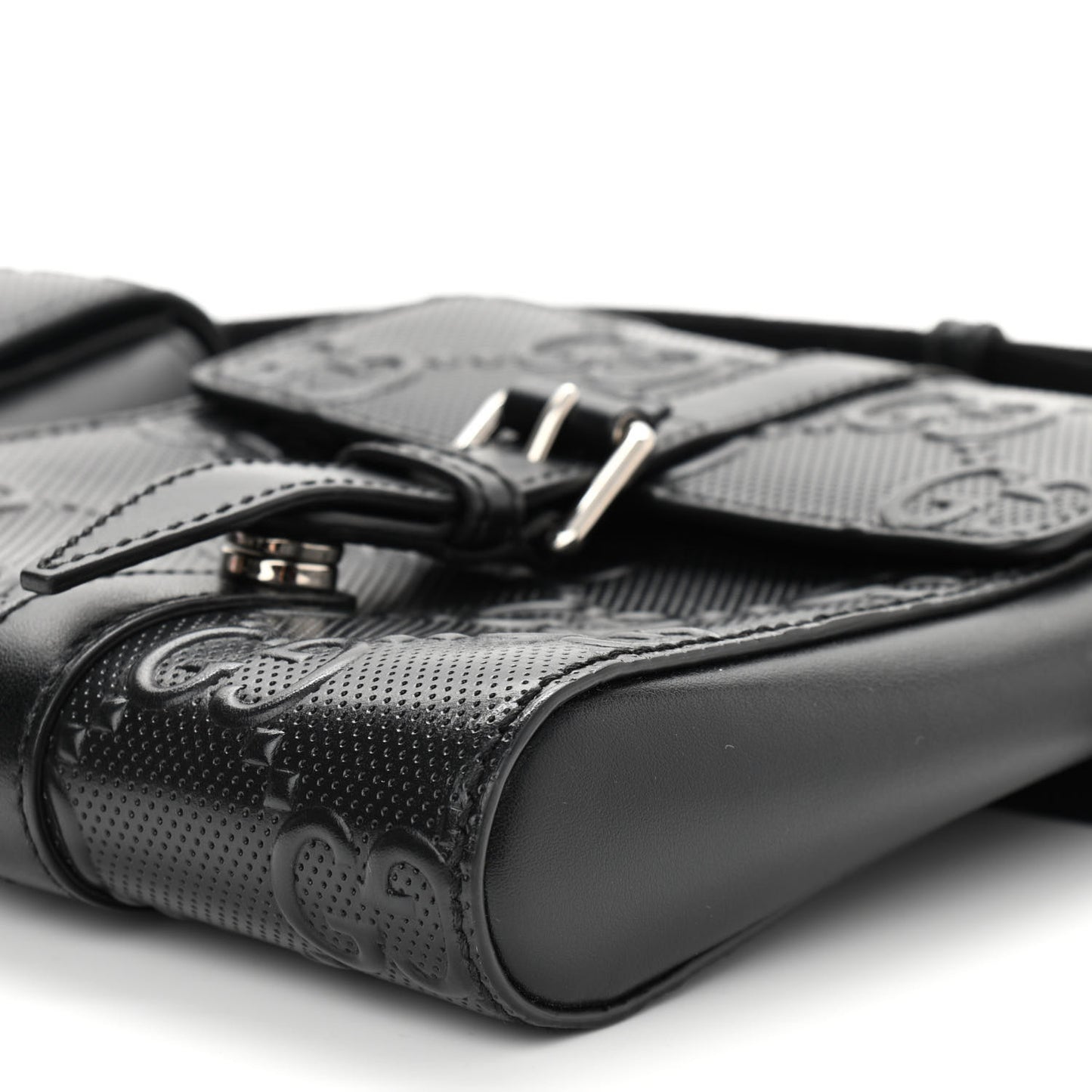 Calfskin GG Tennis Embossed 2 Detachable Pouch Belt Bag Black