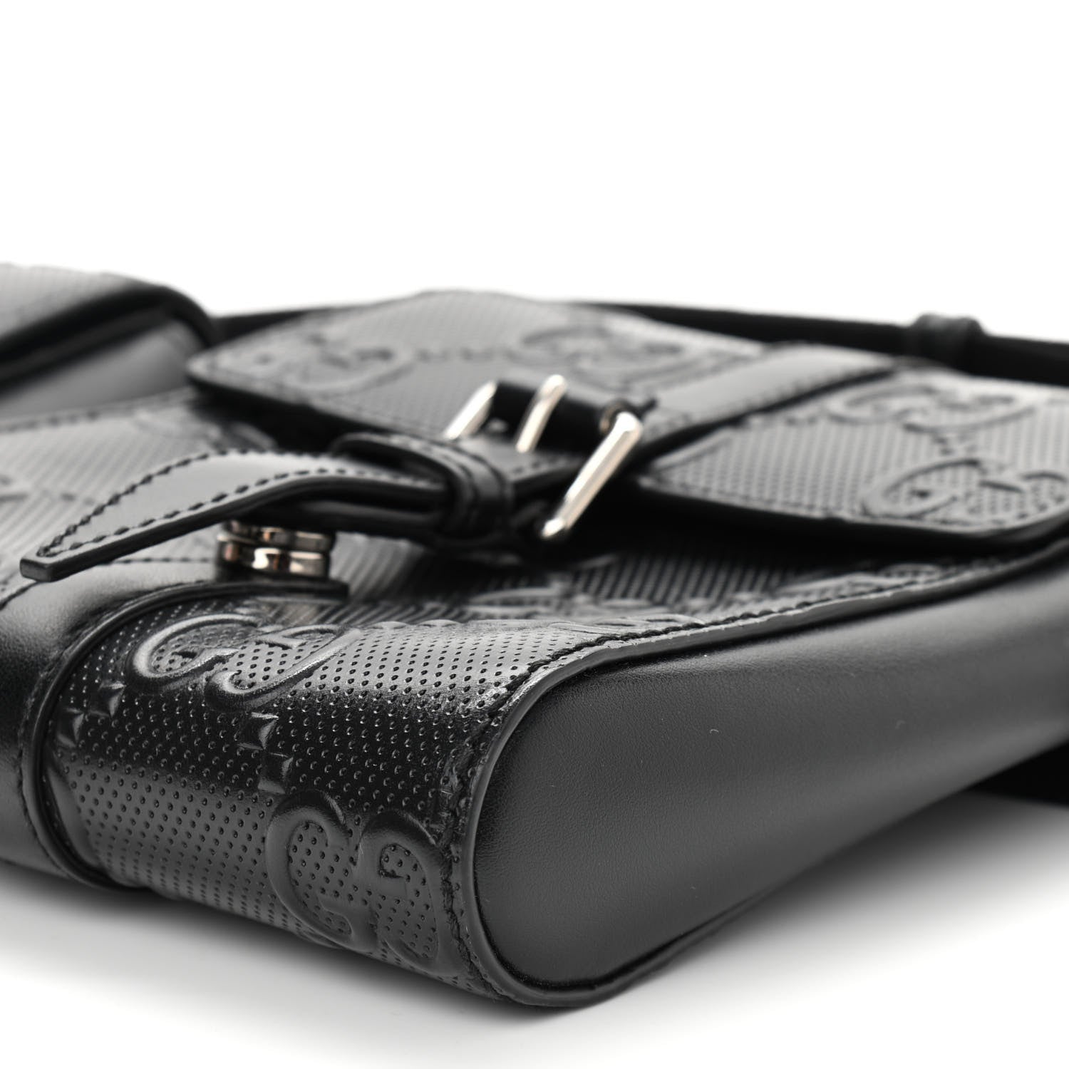 Gucci Calfskin GG Tennis Embossed 2 Detachable Pouch Belt Bag Black 11 of 11