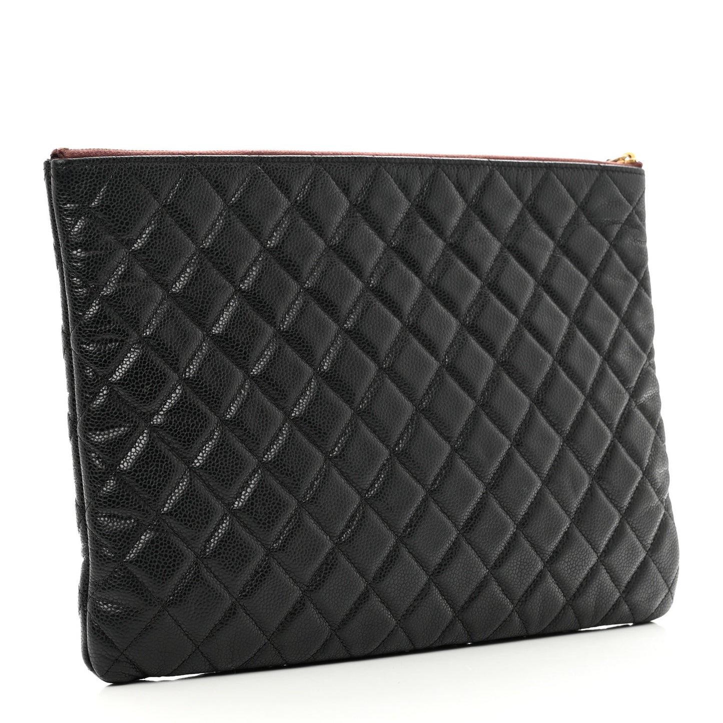 Caviar Quilted Large Cosmetic Case Black