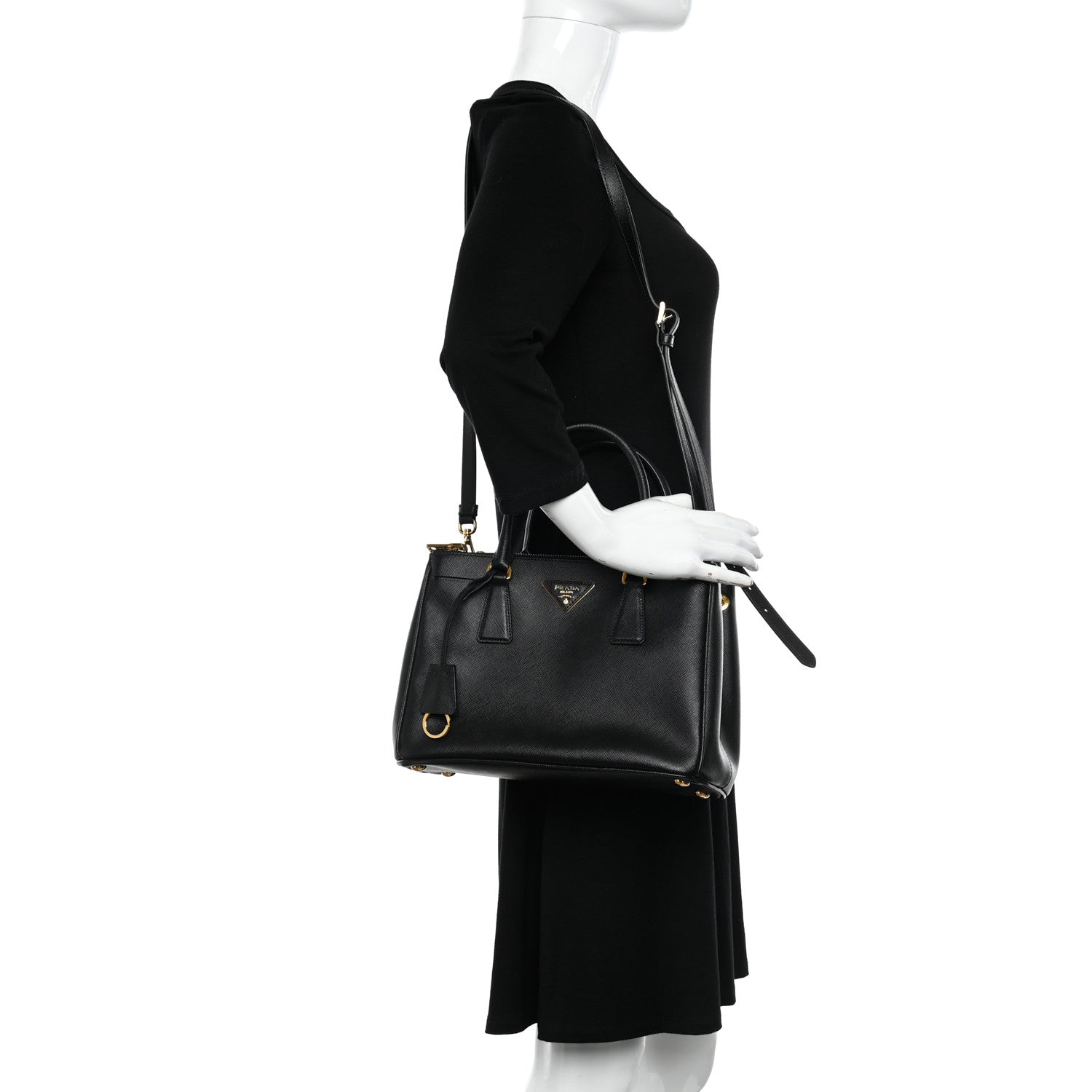 Prada Saffiano Small Galleria Double Zip Tote Black 2 of 9
