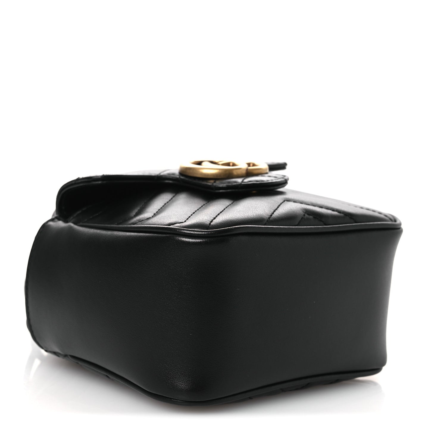 Calfskin Matelasse Front Pocket Mini GG Marmont Bucket Bag Black