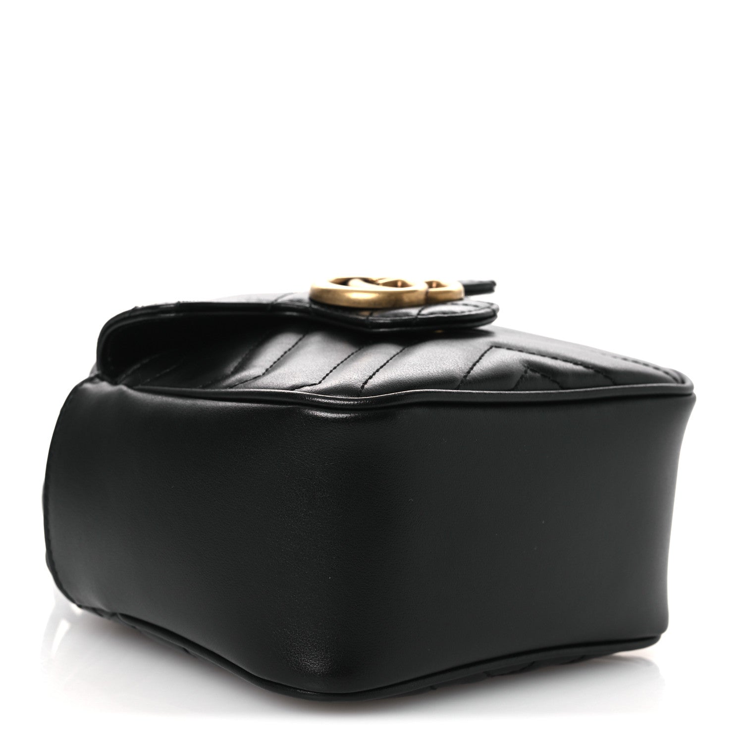 Gucci Calfskin Matelasse Front Pocket Mini GG Marmont Bucket Bag Black 4 of 11