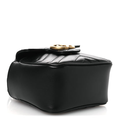 Gucci Calfskin Matelasse Front Pocket Mini GG Marmont Bucket Bag Black 4 of 11