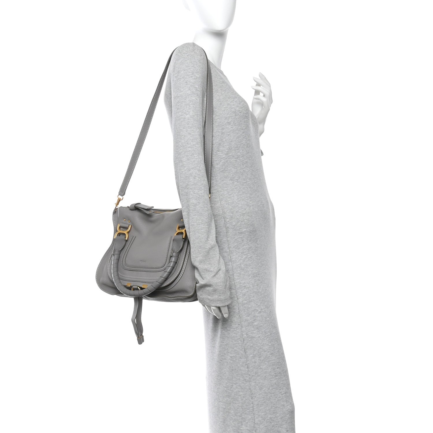 Chloe Calfskin Medium Marcie Satchel Cashmere Grey 2 of 9