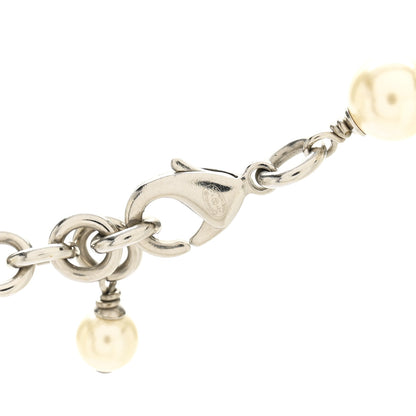 Chanel Graduated Pearl Crystal CC Long Necklace Silver 6 of 7