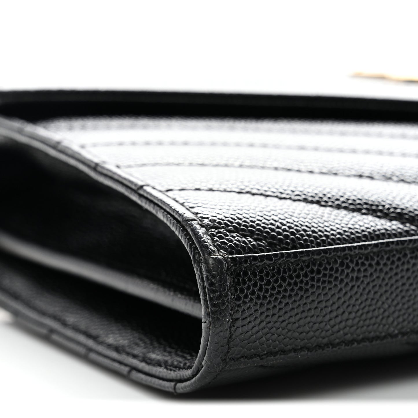 Grain De Poudre Matelasse Chevron Monogram Chain Wallet Black