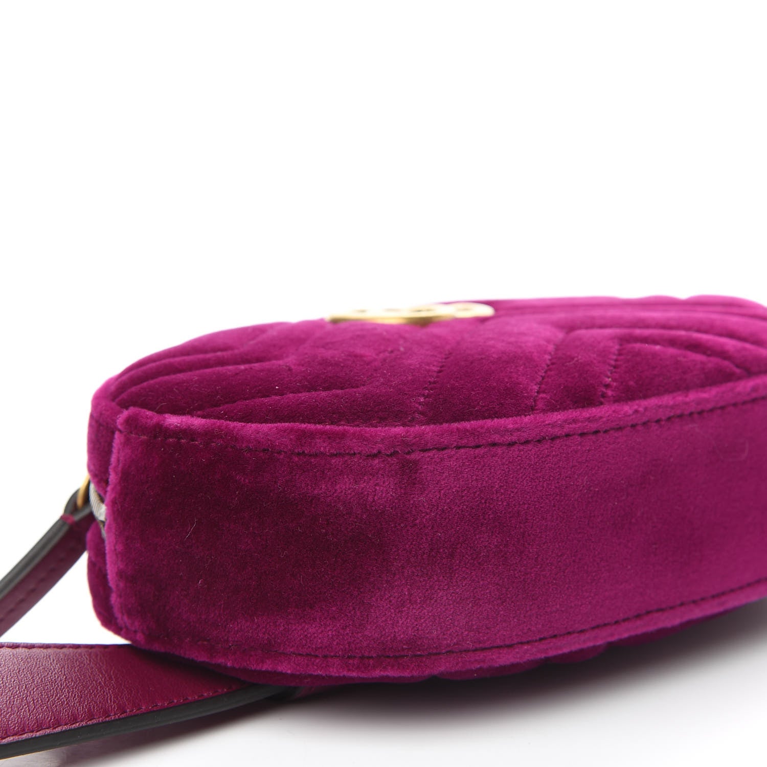 Gucci Velvet Matelasse GG Marmont Belt Bag 85 34 Fuchsia Violet Cyclamen 5 of 12