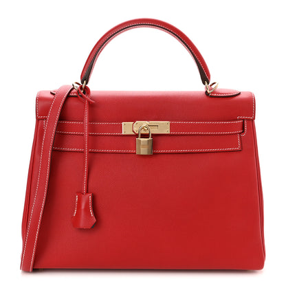 Hermes Epsom Candy Kelly Retourne 32 Rouge Casaque Bleu Thalassa 1 of 12