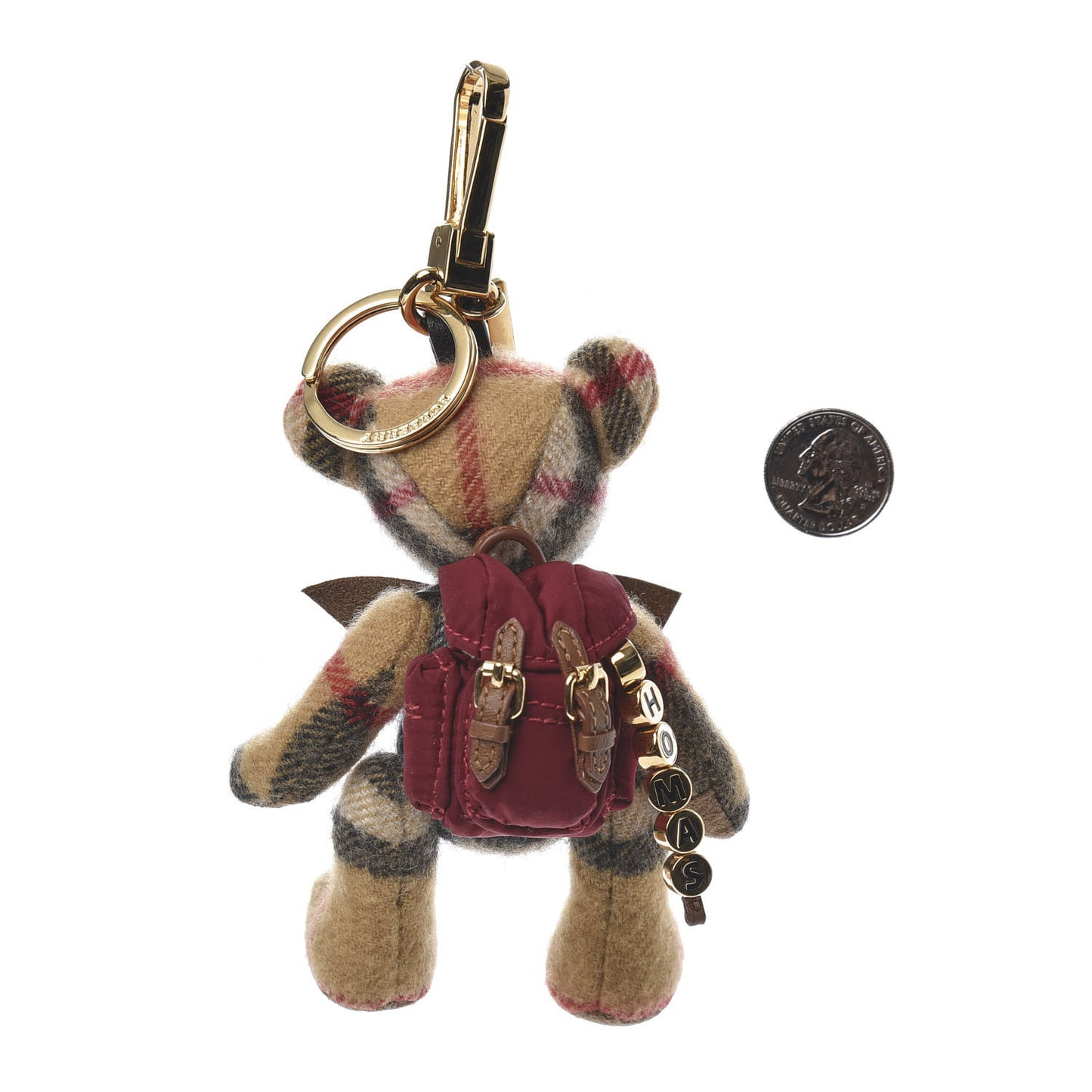 Cashmere Vintage Check Hiker Thomas Bear Bag Charm Antique Yellow