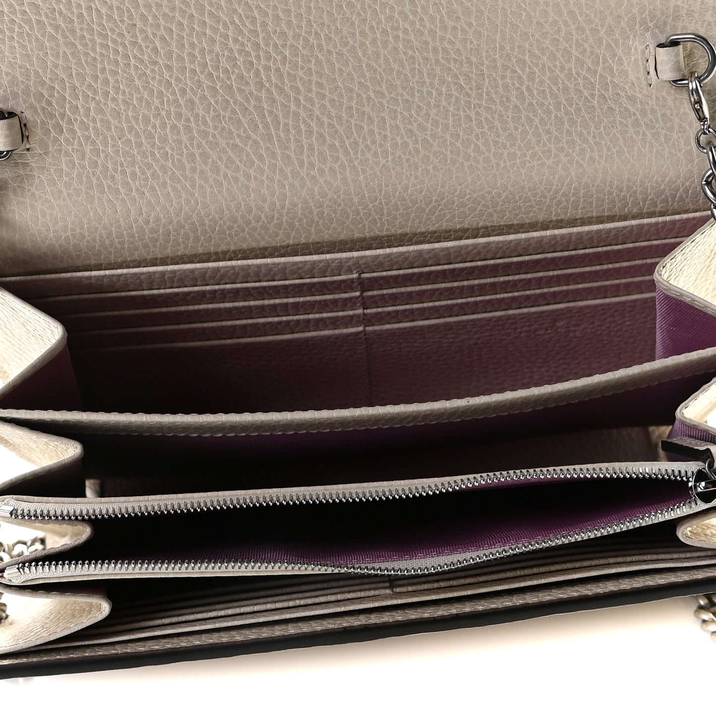 Dollar Calfskin Mini Dionysus Chain Wallet Mystic White