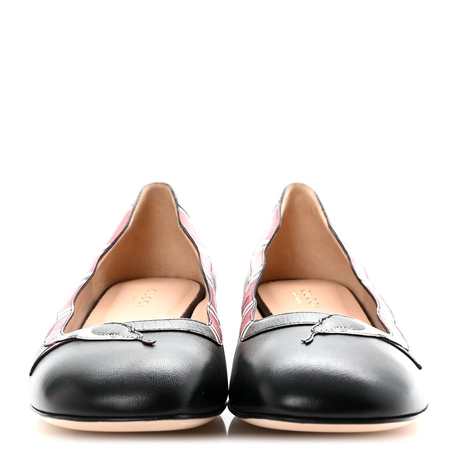 Gucci Malaga Kid Snake Ballet Flats 39 Black Hibiscus Red 5 of 18