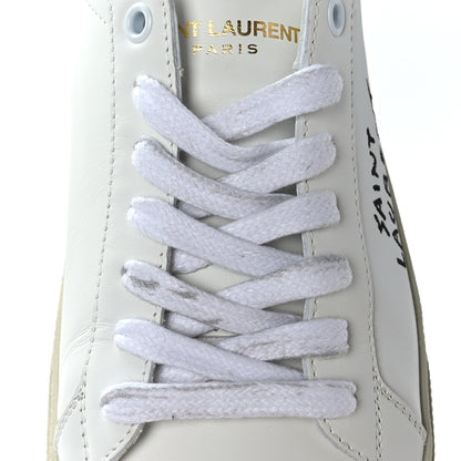 Saint Laurent Calfskin Embroidered Mens Court Classic Sneakers 39 White Black 7 of 11