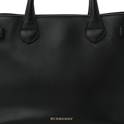 Burberry Derby Calfskin House Check Medium Banner Tote Black 7 of 9