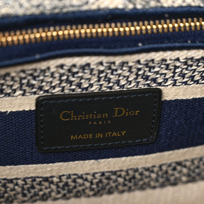 Christian Dior Toile de Jouy Embroidered Medium Lady D-Lite Navy 6 of 10