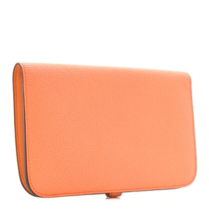 Hermes Togo Dogon Duo Wallet Orange Poppy Rose Candy 7 of 12