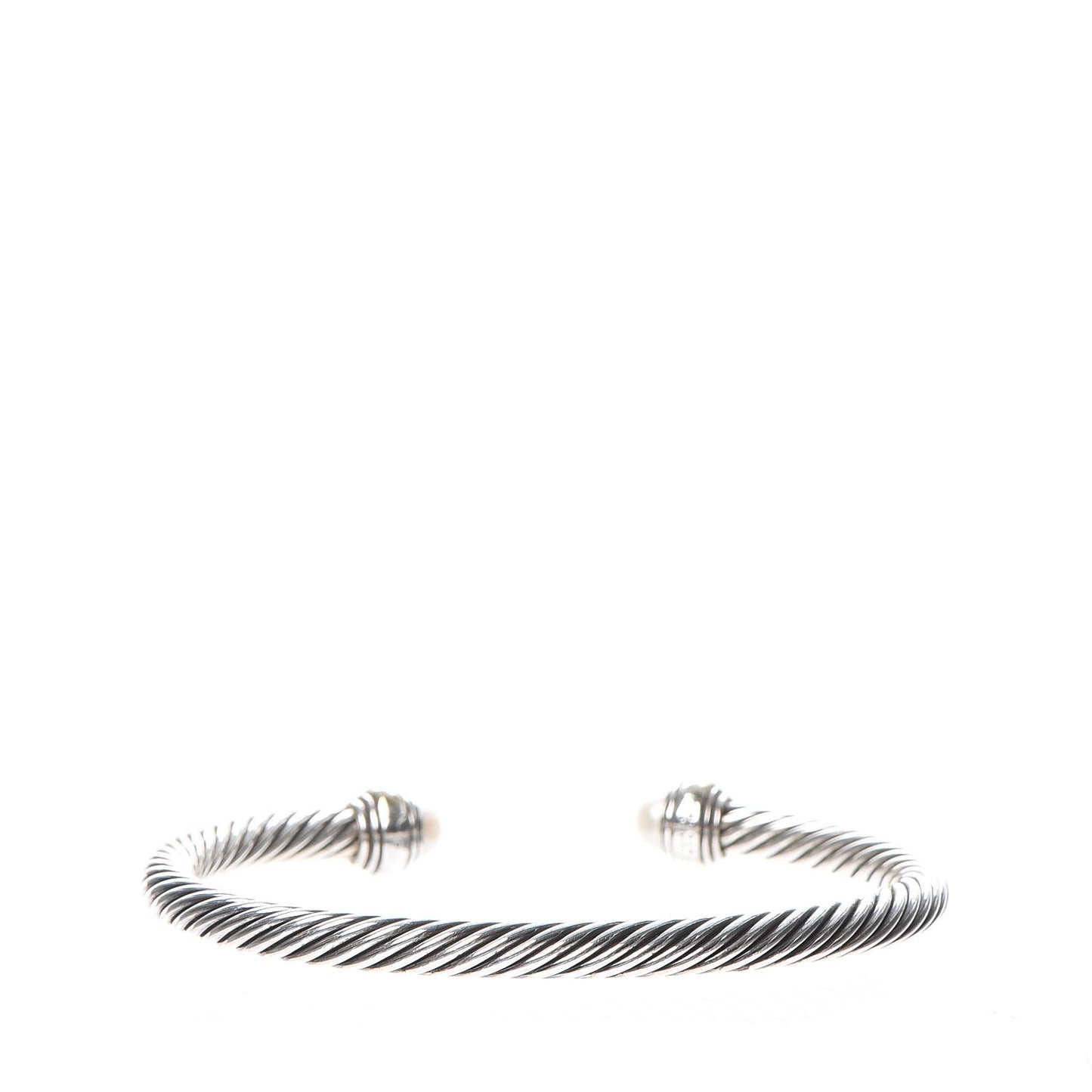 Sterling Silver 14K Yellow Gold Pearl 5mm Cable Classics Bracelet