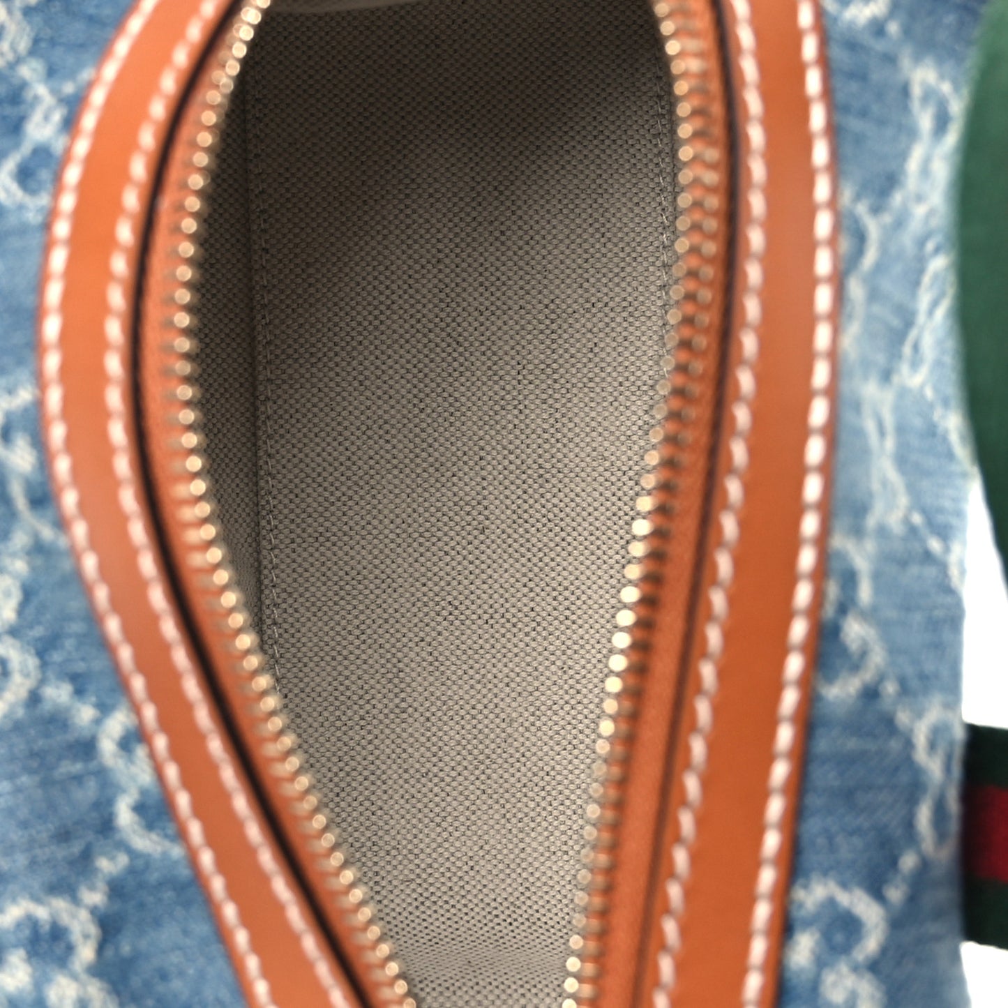 GG Denim Calfskin Web Mini GG Top Handle Bag Light Blue White