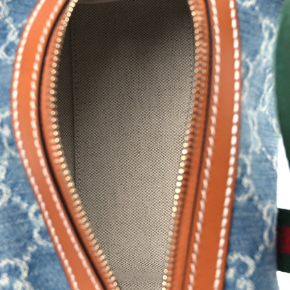 Gucci GG Denim Calfskin Web Mini GG Top Handle Bag Light Blue White 5 of 12