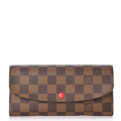 Louis Vuitton Damier Ebene Emilie Wallet Red 1 of 8
